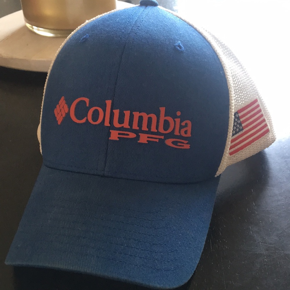 Columbia PFG small/medium fitted hat. AMERICAN flag. Slightly worn